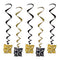 Black & Gold Happy New Year Whirls - 83.8cm - Pack of 5