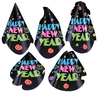 Neon Party New Year Card Hat - Assorted - Each