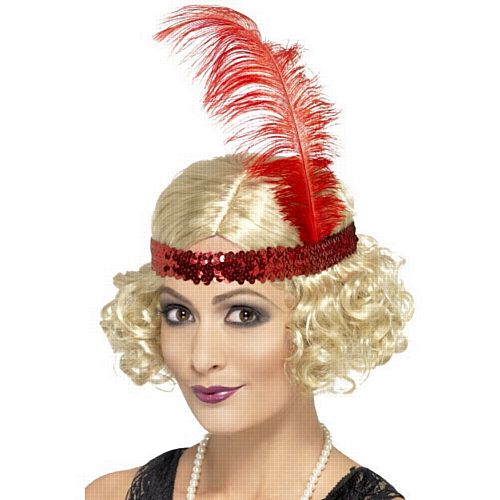 Blonde 1920s Charleston Wig With Feather Headband