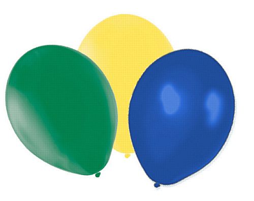 Yellow, Green and Blue Latex Balloons - 10" - Pack of 50