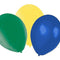 Yellow, Green and Blue Latex Balloons - 10