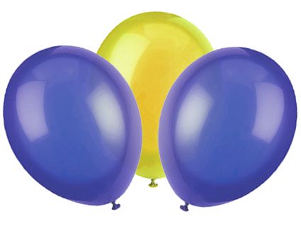 Blue and Yellow Latex Balloons - 10