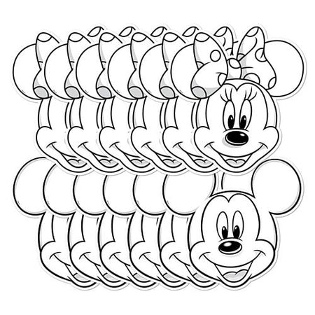 Mickey & Minnie Colouring In Card Masks - Pack of 12