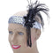 Flapper Headband Deluxe. Silver Sequin