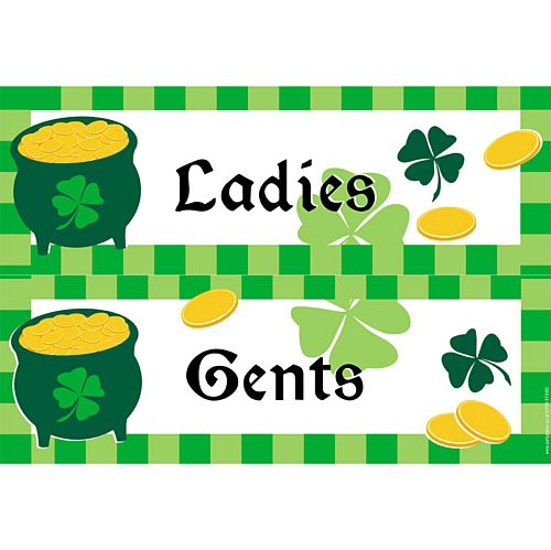 Irish Pot-o-Gold St. Patrick's Day Toilet Signs - Ladies & Gents