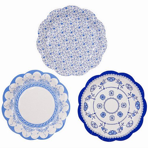 Party Porcelain Blue Paper Plates - 17cm - Pack of 12