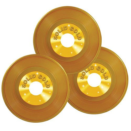 Gold Plastic Records - 22.9cm - Pack of 3