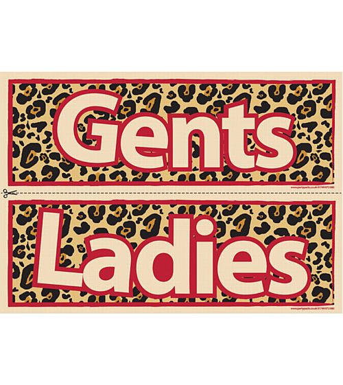 Leopard Print Toilet Signs - Ladies & Gents | Party Packs