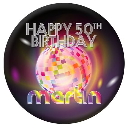 Personalised 1970's Disco Party Badge 58mm - Each