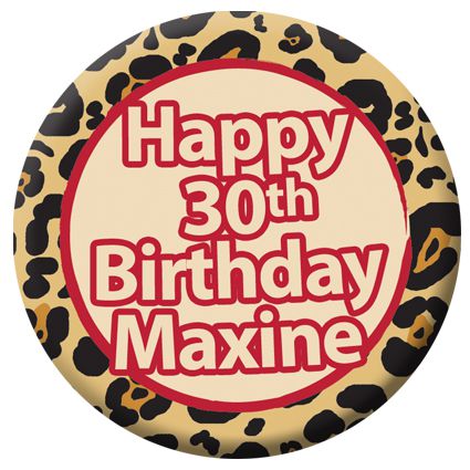 Personalised Leopard Print Themed Badge - 58mm - Each