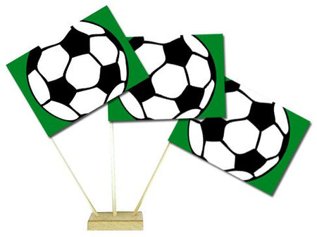 Football Paper Table Flags 15cm on 30cm Pole