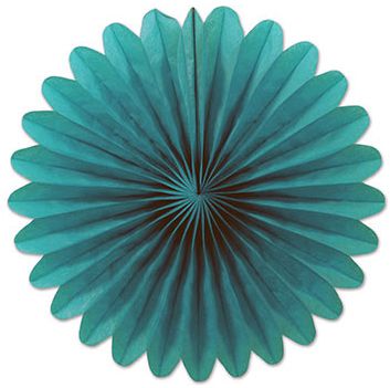 Turquoise Mini Tissue Fans - Pack of 6 - 15cm