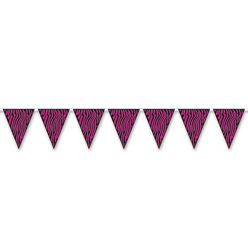 Pink Zebra Print Bunting - 3.6m (12 flags)