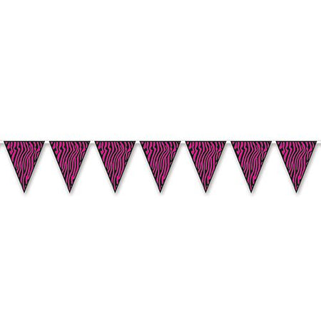 Pink Zebra Print Bunting - 3.6m (12 flags)