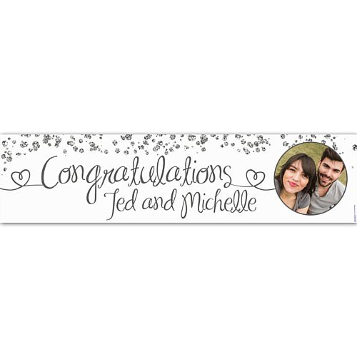 Congratulations Glitter Personalised Photo Banner - 1.2m