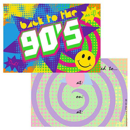 90's Themed Invites - Pack of 8