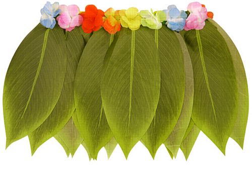 Hula Leaf Skirt With Flowers