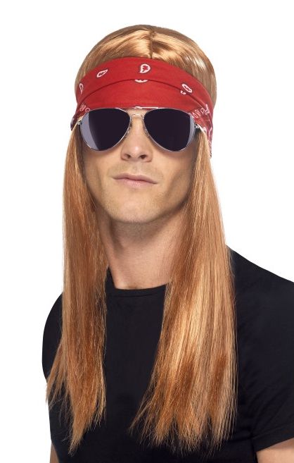 90's Rocker Fancy Dress Kit - Wig, Bandana and Sunglasses