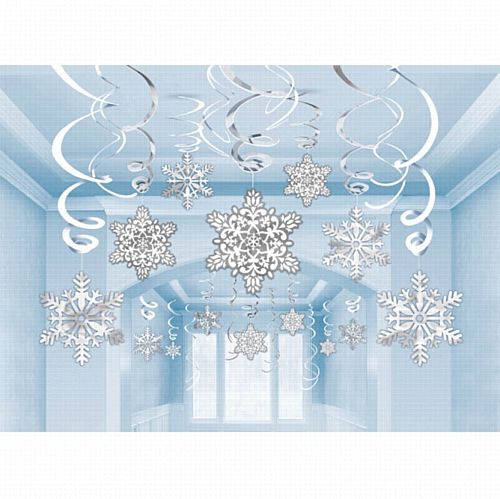 Snowflakes Paper & Foil Swirls Decorations - Pack of 30