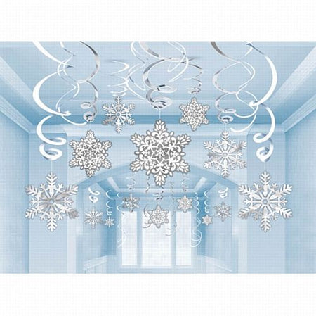 Snowflakes Paper & Foil Swirls Decorations - Pack of 30