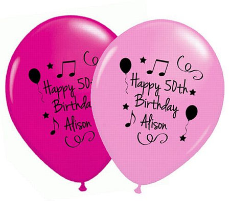 Add Your Name and Age Personalised Balloons - Pack of 50 - Pink Birthday