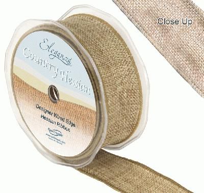 10m Roll of Wired Hessian Ribbon 38mm Wide