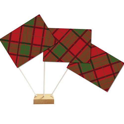 Tartan Red Paper Table Flags 15cm on 30cm Pole