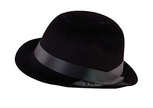 Black Flock Bowler Hat