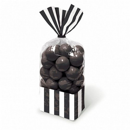 Black Candy Buffet Striped Cello Party Bags - 27.3cm - Pack of 10