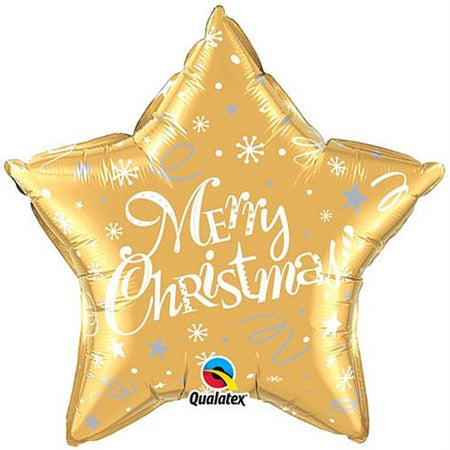 Merry Christmas! Festive Gold Qualatex Foil Balloon - 50.8cm