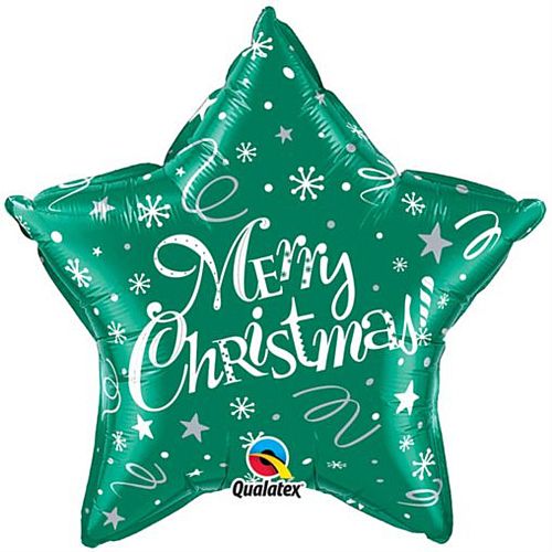 Merry Christmas! Festive Green Qualatex Foil Balloon - 50.8cm