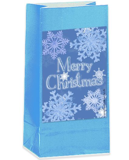 Frosty Snowflakes Merry Christmas Party Bag Kit - Pack of 12