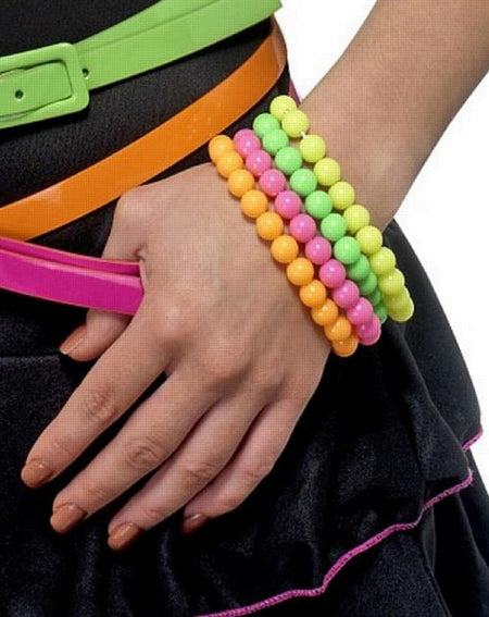 Neon Beaded Bracelets - Pack of 4
