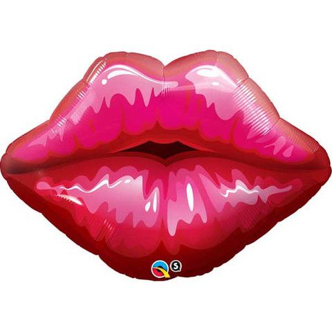 Big Red Kissy Lips Supershape Foil Balloon - 30"