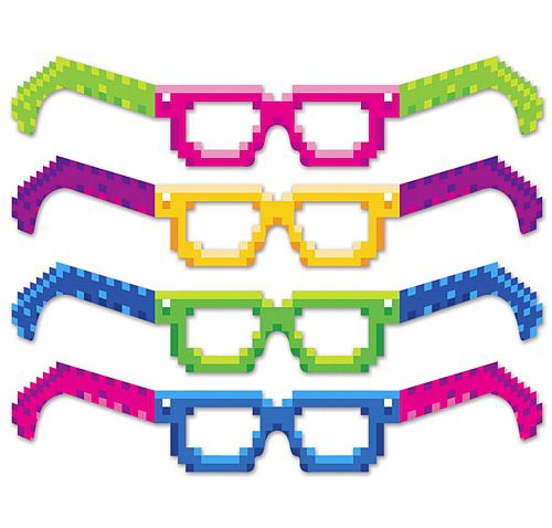 8-Bit Pixel Glasses- Pack of 4
