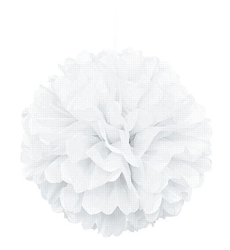 White Pom Pom Tissue Value Decoration - 40cm