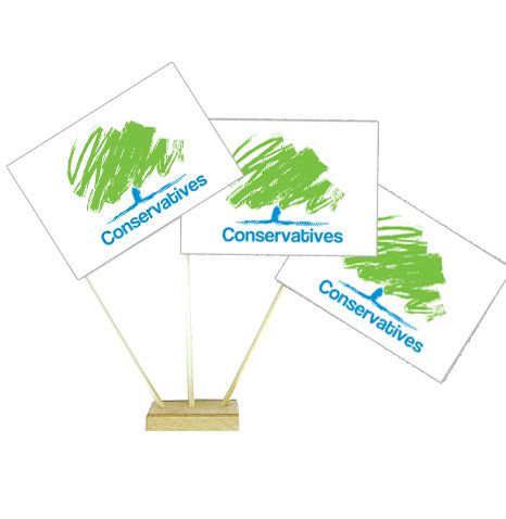 Conservative Party Paper Table Flags 15cm on 30cm Pole