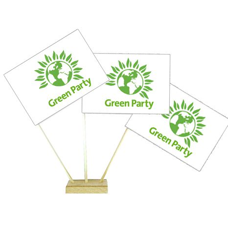 Green Party Paper Table Flags - 15cm on 30cm Pole - Each