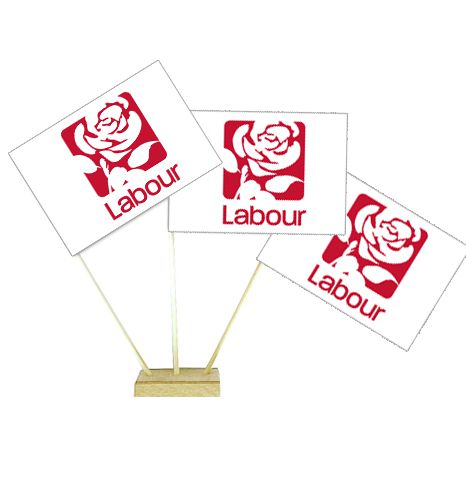 Labour Party Paper Table Flags 15cm on 30cm Pole