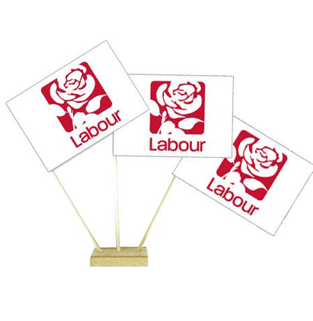 Labour Party Paper Table Flags 15cm on 30cm Pole
