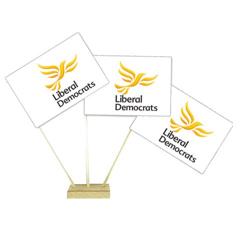 Liberal Democrat Paper Table Flags 15cm on 30cm Pole