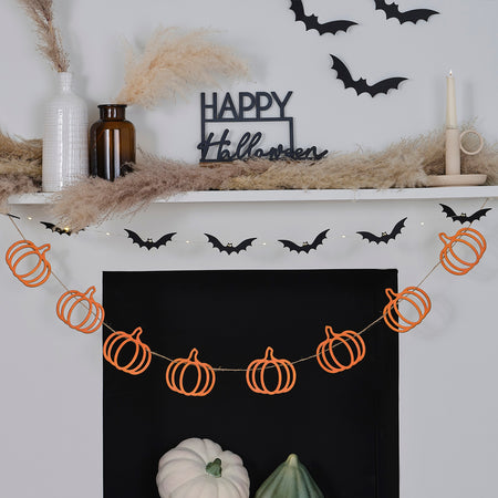 Orange Wooden Pumpkin Halloween Bunting - 2m