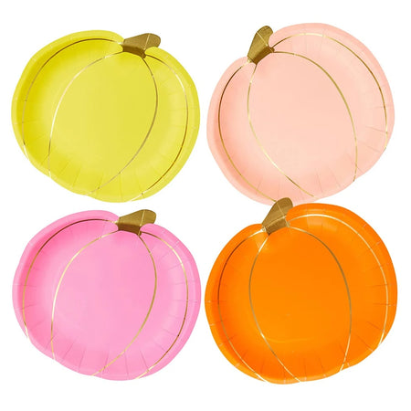 Bright Pumpkin Paper Plates - 23cm - Pack of 8