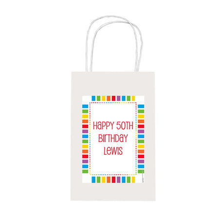 Personalised Rainbow Celebration Paper Party Bags - Pack of 12