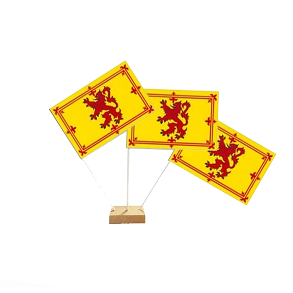 Scottish Rampant Lion Paper Table Flags 15cm on 30cm Pole