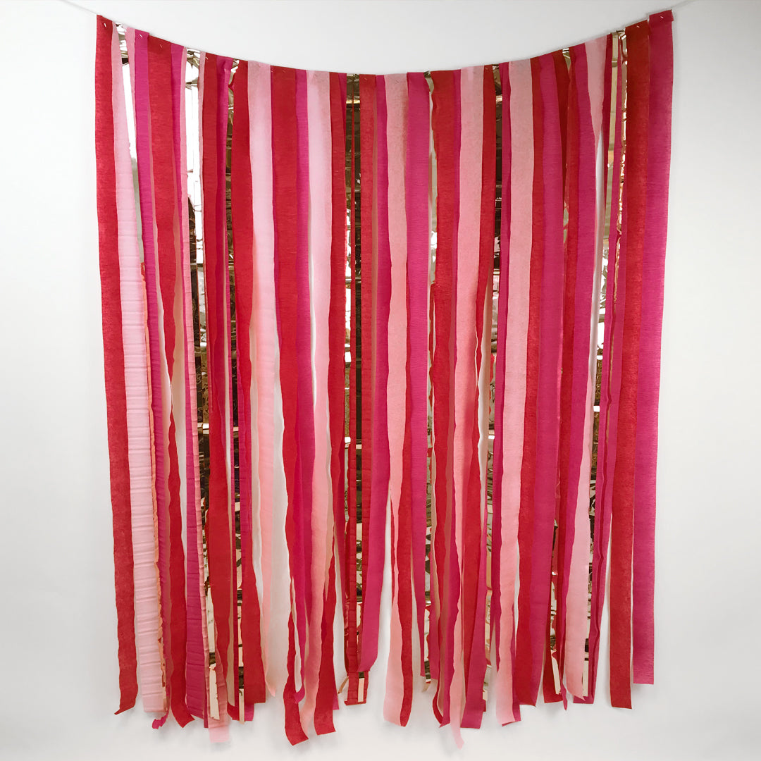 Red, Pink & Rose Gold Paper Streamer DIY Backdrop Kit