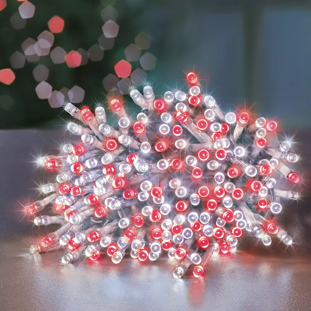 Red and White Battery LED Fairy Lights - Set of 50 - 5.3m