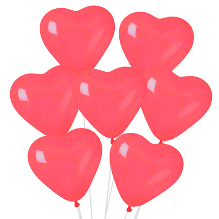 Red Heart Shaped Latex Balloons - 15