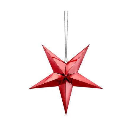 Metallic Red Star Decoration - 30cm