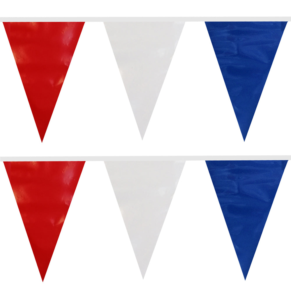 Red White & Blue Large Flag Plastic All-Weather Bunting - 9.15m